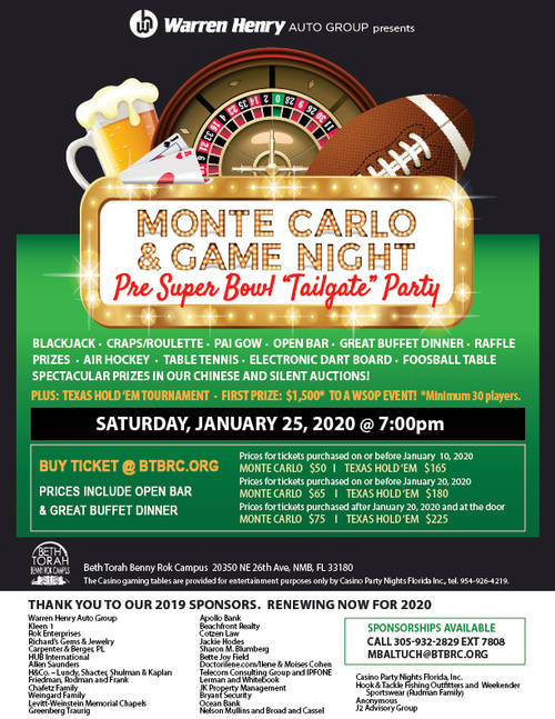 Banner Image for Monte Carlo & Game Night Pre Super Bowl Tailgate Party